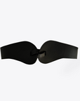 Black leather bow-tie belt – wide adjustable silhouette, handmade in Argentina by MESCH
