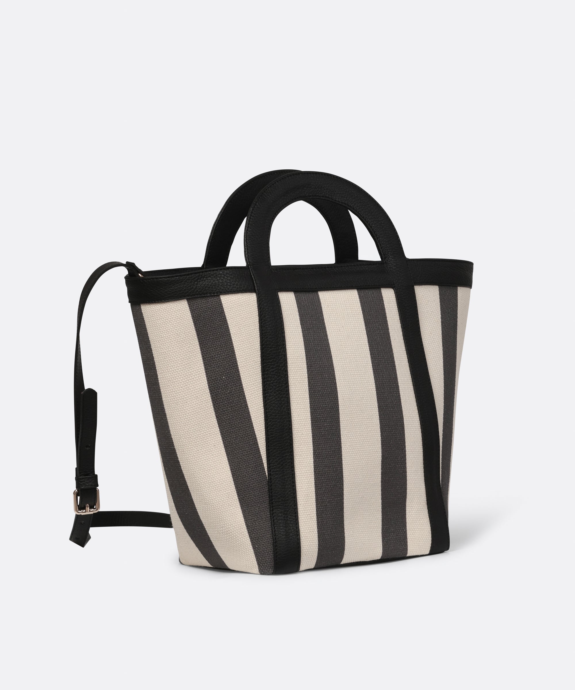 Mini Atuel Stripe Tote Bag in Canvas and Leather